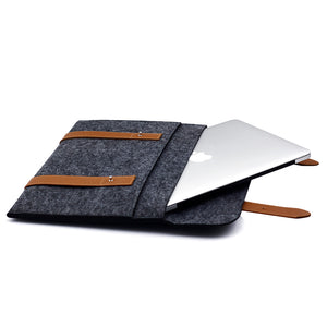 Leather Strip Wool Laptop Sleeve 10-inch - Laptop Bags Australia