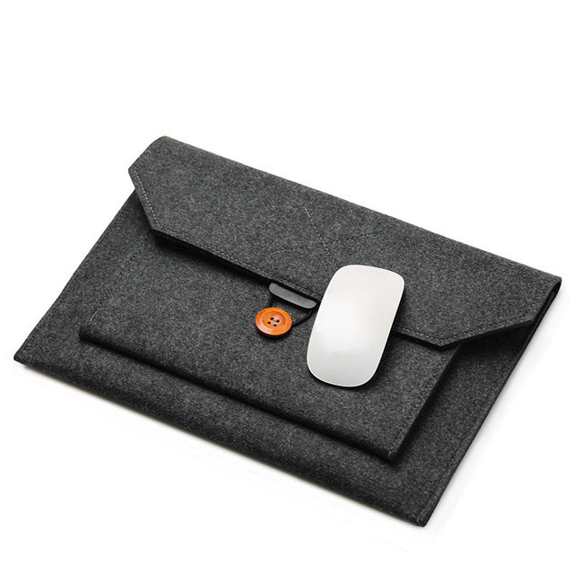 The Buttoned Wool Laptop Sleeve 15-inch - Laptop Bags Australia