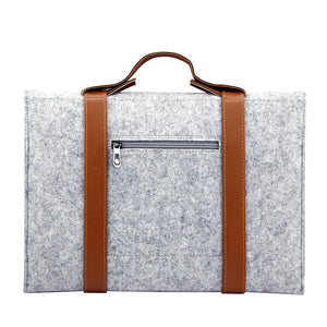 Leather Strip Wool Laptop Sleeve 15-inch - Laptop Bags Australia